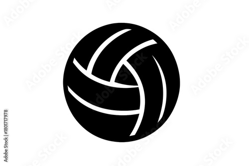 Black and white graphic icon of a volleyball ball symbol