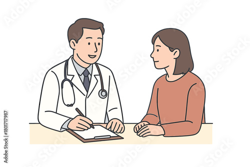 Male doctor consulting with female patient during medical checkup at clinic