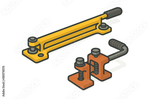 Isometric automotive body repair pulling tools set for vehicle maintenance