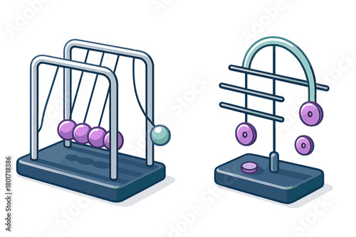 Newton's cradle and kinetic magnetic pendulum physics experiment devices