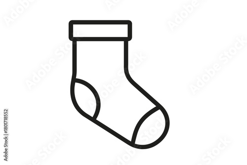 Minimalist black outline icon depicting a single sock for web design