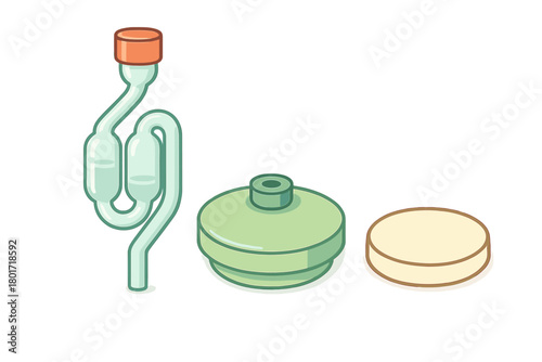 Airlock bung and stopper components for homebrewing fermentation isolated on white