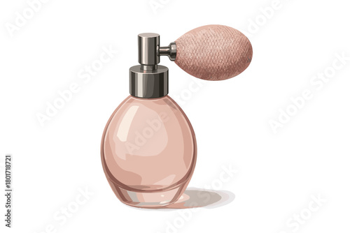 Vintage perfume atomizer bottle with pink bulb sprayer mechanism