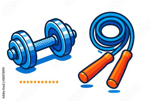 Dumbbell and coiled jump rope fitness equipment set