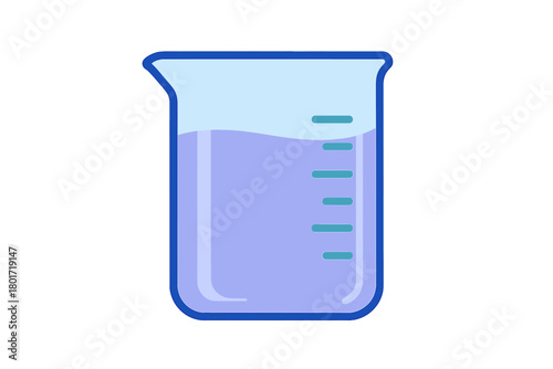 Laboratory beaker with purple liquid and measurement markings