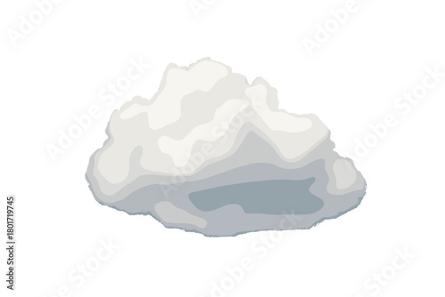 Fluffy cumulus cloud isolated on white background with soft shading