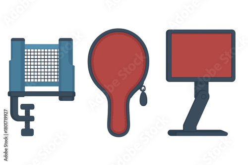 Photography lighting and mounting equipment icons set