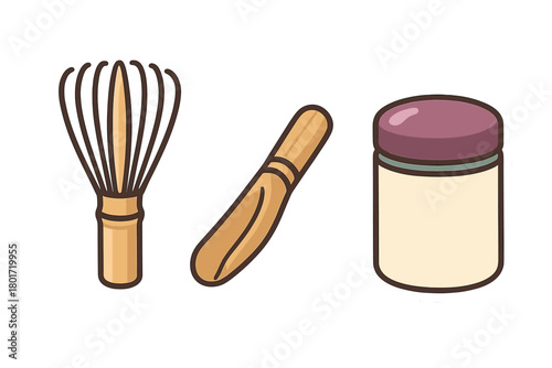 Traditional bamboo tools for matcha tea preparation set