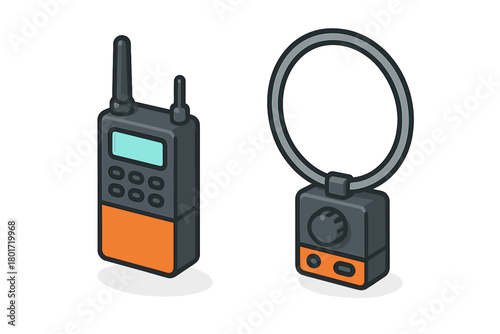 Isometric set of handheld radio and loop antenna for direction finding