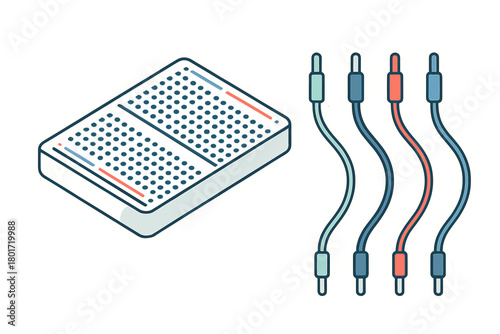 Breadboard and jumper wires set for electronics prototyping