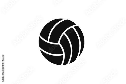 Black and white graphic icon of a classic volleyball ball design