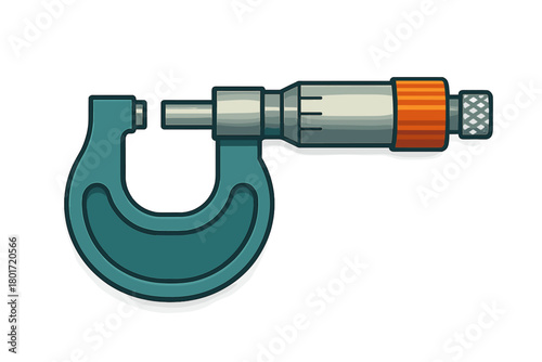 Precision measuring tool micrometer instrument isolated on white background