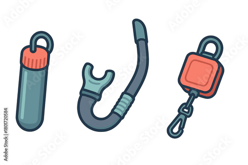 Set of Snorkeling and Diving Gear Accessories for Underwater Exploration