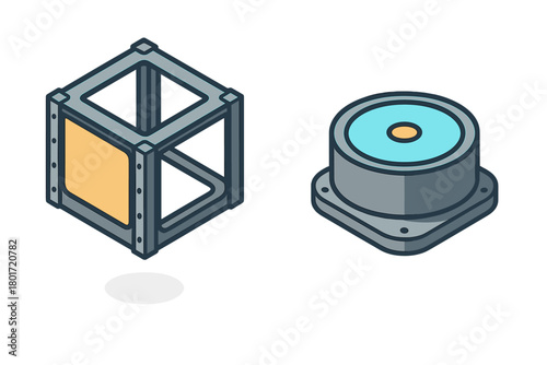 Isometric view of CubeSat structure and space sensor component