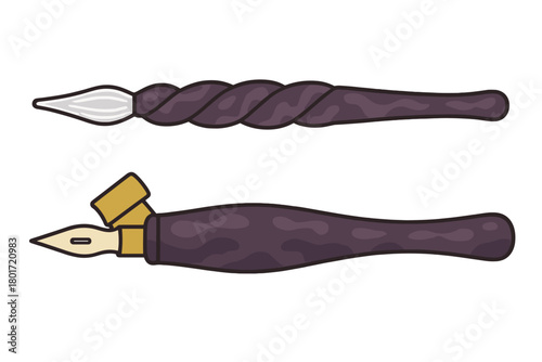 Glass dip pen and classic oblique holder, essential tools for traditional calligraphy writing