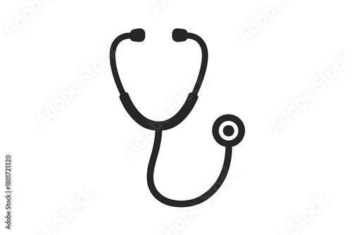Minimalist black outline stethoscope icon isolated on white background