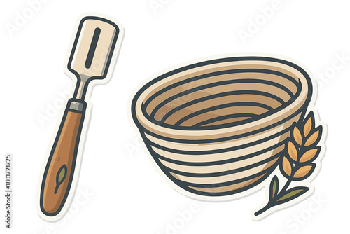 Baking tools set with dough scraper and proofing basket
