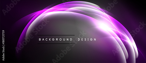 Abstract purple waves, glowing lines create dynamic background. Modern design elements suggest energy, motion, sophistication.
