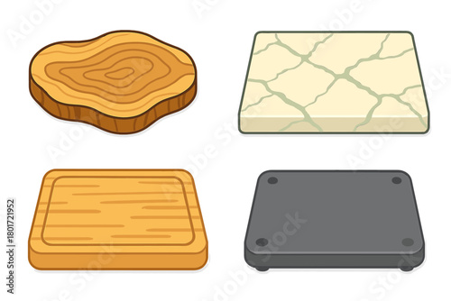 Photos Four assorted kitchen cutting boards and serving platters