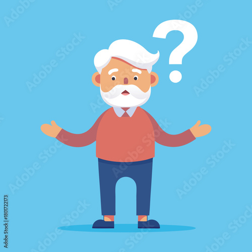 Pensive Old Man Thinking – Conceptual Vector Design