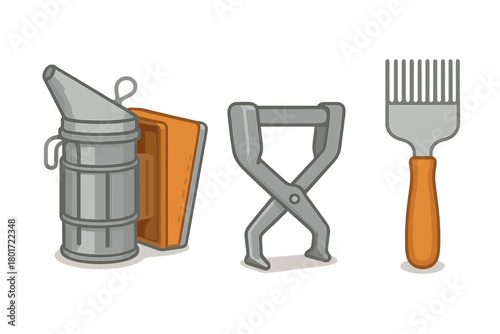 Essential beekeeping tools set with smoker hive tool and frame grip