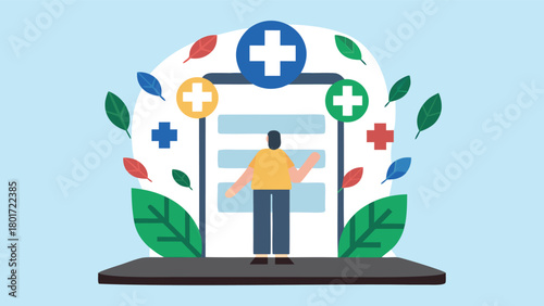 Abstract digital art depicting a solitary figure enveloped by a dynamic colorful aura of floating geometric shapes and abstract elements symbolizing connection or inspiration