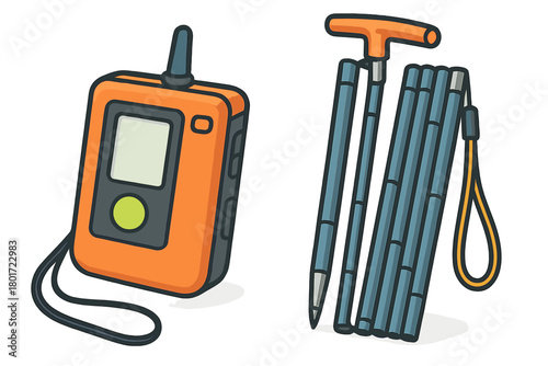 Avalanche Transceiver and Collapsible Probe Set for Snow Safety Gear