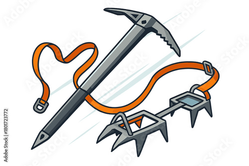 Ice Axe and Crampon Mountaineering Equipment Set for Winter Trekking