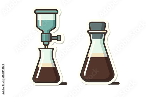 Coffee brewing apparatus using laboratory flasks and filtration system