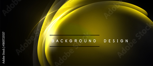 Abstract golden lines create flowing shapes. Dark background emphasizes bright curves, text reads background design. Modern, elegant visual.