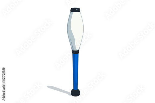 White and blue juggling club isolated on a clean white background