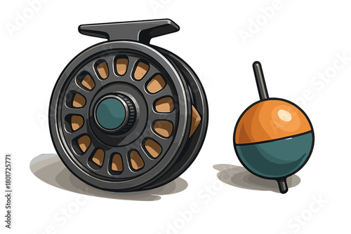Fishing reel and bobber set for angling equipment design