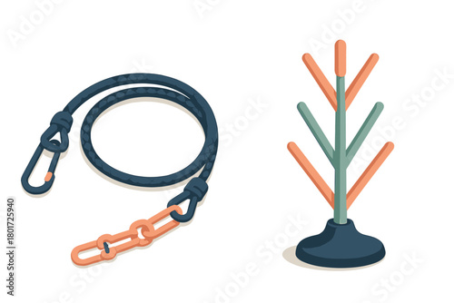 Braided lanyard with clips and modern accessory display stand