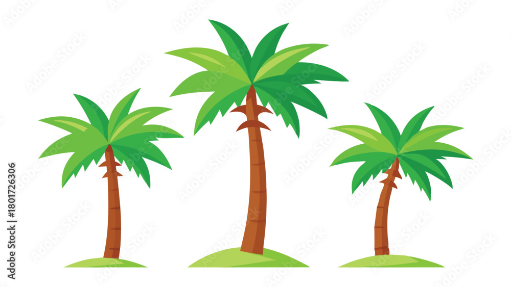 Obraz premium Set of Tiny Palm Trees – Isolated on White Vector