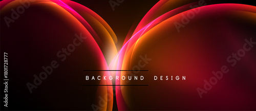 Abstract red design features flowing curves, bright highlights, dark background. Modern aesthetic, dynamic composition, elegant presentation.