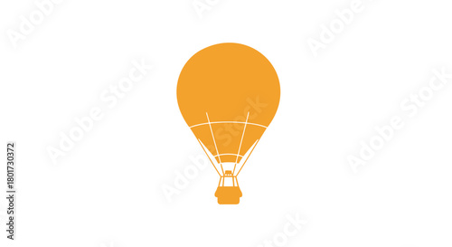 Iconic orange hot air balloon silhouette floating gracefully against a clean white background