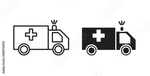 Ambulance icon line and filled style suitable for web and mobile application
