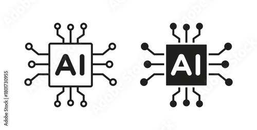 AI chip icon line and filled style suitable for web and mobile application
