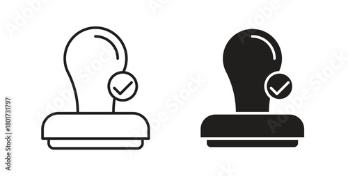 Approval stamp icon line and filled style suitable for web and mobile application