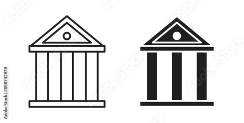 Bank icon line and filled style suitable for web and mobile application