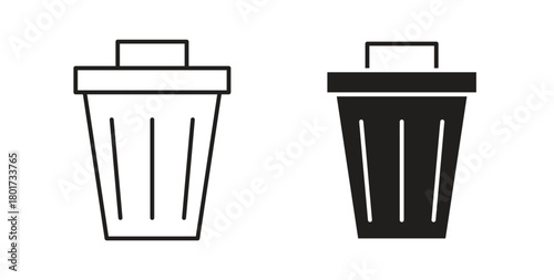 Bin icon line and filled style suitable for web and mobile application