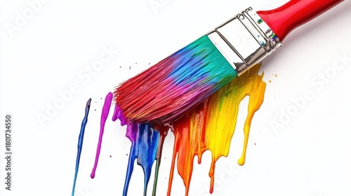 Colorful Paintbrush Strokes Dripping Art.