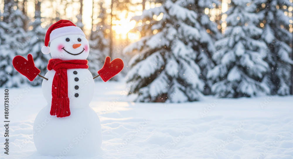 Fototapeta premium snowman in the snow