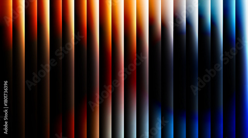 Abstract dark background with vertical lines of orange and blue light creating a modern and futuristic design
