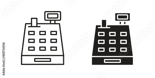 Cash register icon line and filled style suitable for web and mobile application