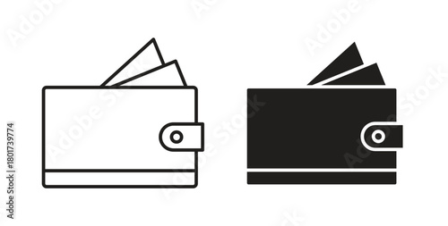 Cryptocurrency wallet icon line and filled style suitable for web and mobile application