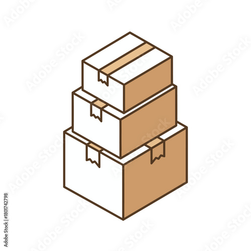Isometric View of a Stack of Cardboard Boxes Shipping and Delivery Concept Illustration