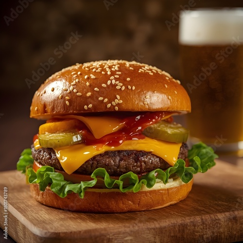 hamburger on black background, a hamburger, hamburger in a table, cheesy hamburger,yummy burger,