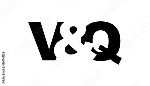 VQ logo design in bold style. Black white identity symbol. Modern typography emblem. Corporate branding icon.