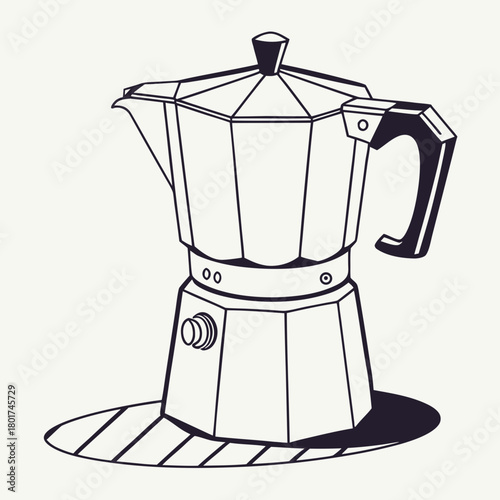 Classic moka pot illustration, a timeless coffee maker